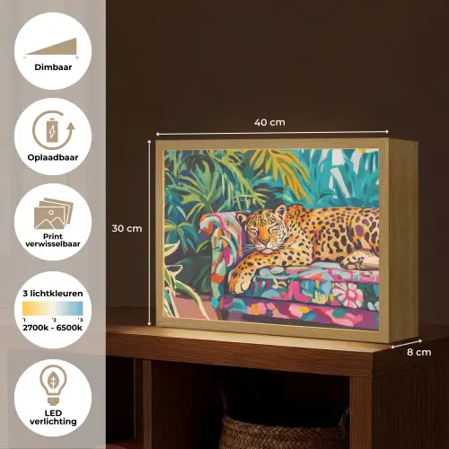 Luipaard - Kleurrijk - Tropisch Light Box met batterij (Wandlamp) middel -USP_websiteoverzichtNL