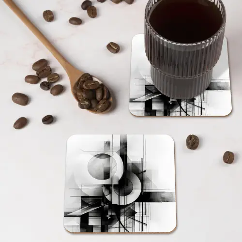 Abstract - Kunst - Modern - Zwart wit onderzetter kurk middel -sfeer2