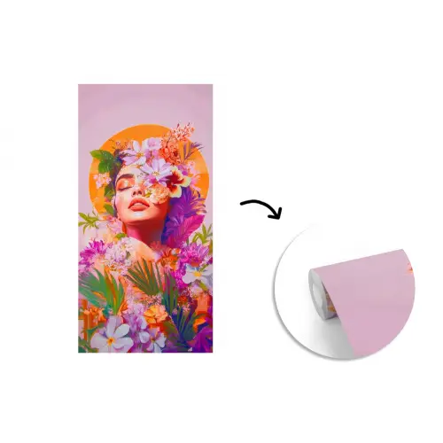 Vrouw - Abstract - Cirkel - Bloemen fotobehang vinyl groot -3d