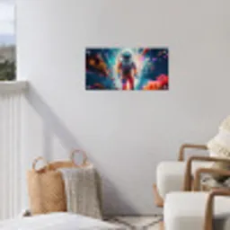 Astronaut - Neon - Meteoriet - Neon tuinposter los doek klein -sfeer8