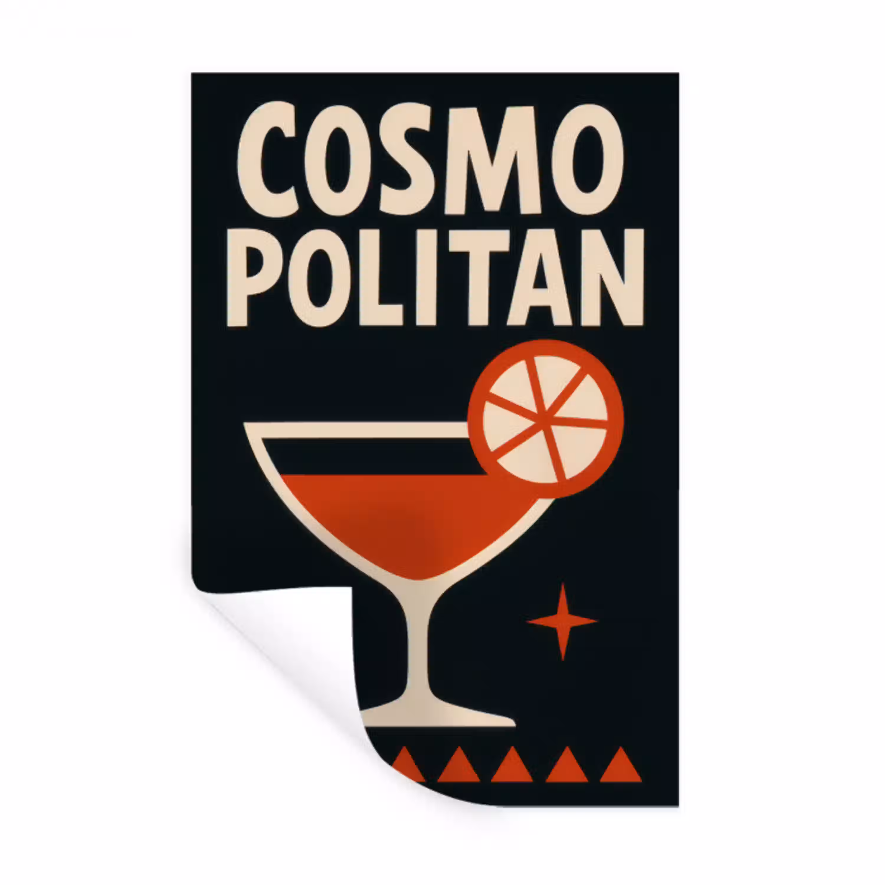 Cocktail - Zwart - Illustratie Muursticker klein -3d