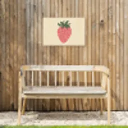 Aardbei - Minimalistisch - Rood - Fruit Tuinposter op houten frame 2 cm dik klein -sfeer4