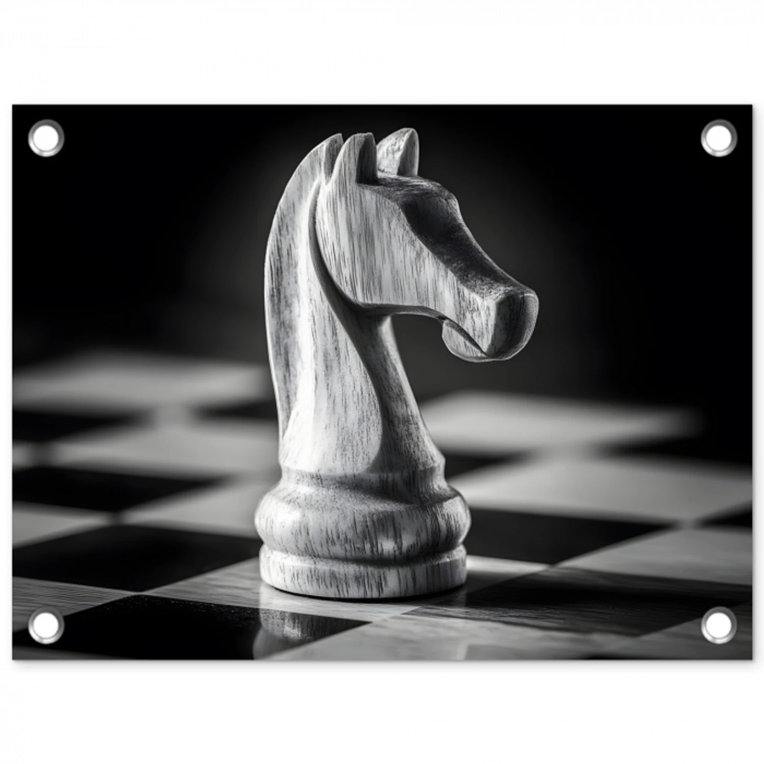 Paard - Hout - Schaalbord - Zwart tuinposter los doek klein -3d