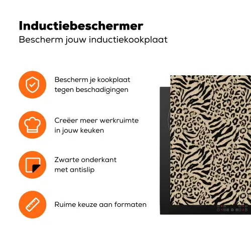 Giraf - Zebra - Motief - Bruin Inductie beschermer vinyl 3mm klein 276 -zzzzzzz-td-ups