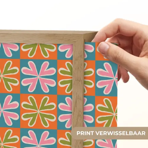 Bloemen - Retro - Patroon - Kleurrijk Light Box met batterij (Wandlamp) middel 907 -USP_websiteprintNL