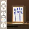 Bloemen - Blauw - Lijnen - Bloemblaadjes Light Box met kabel (Tafellamp) klein -USP_NL