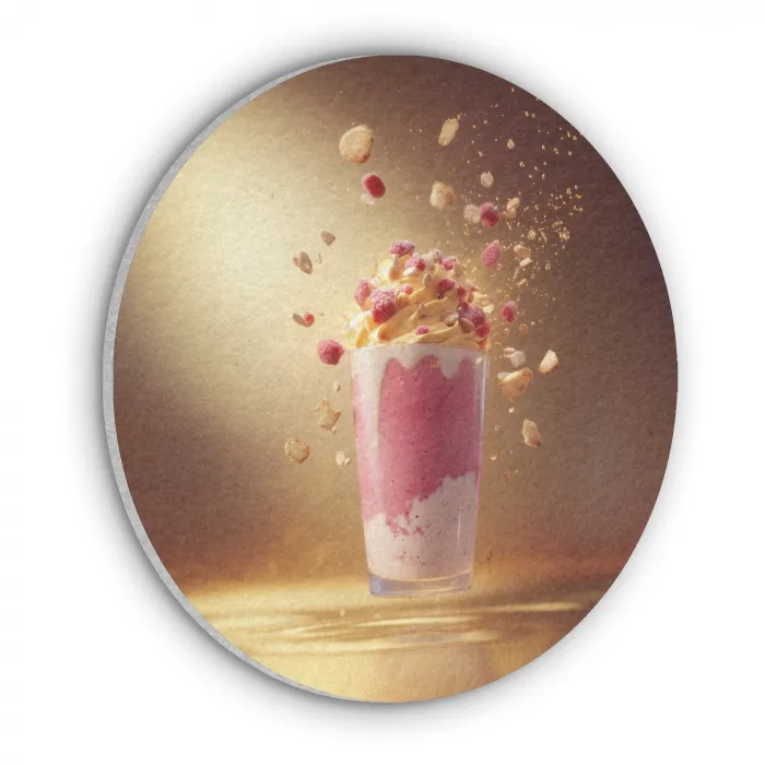 Framboos - Smoothie - Drinken - Roze Akoestische PET Vilt - Rond klein -3d