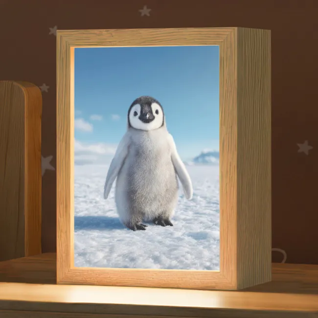 Nachtlampje - Pinguïn - Sneeuw - Landschap - Wit