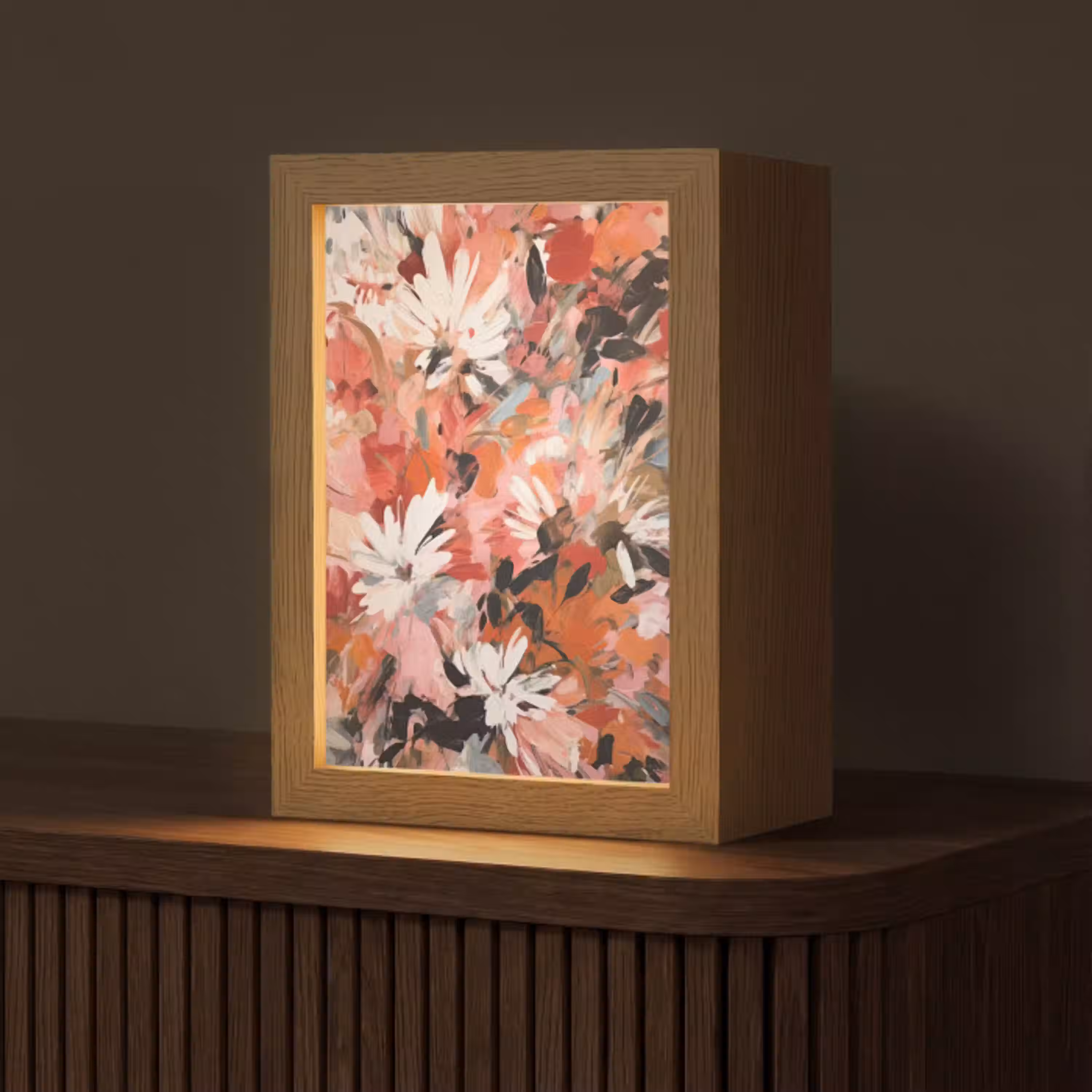 Bloemen - Kunst - Abstract - Verf Light Box met kabel (Tafellamp) klein -z3d_website