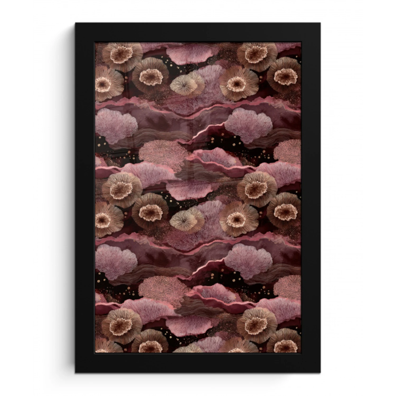 Koraal - Organisch - Roze fotolijst zwart zonder passe partout klein 224 -3d