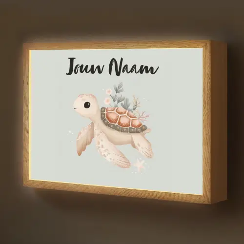 Zeeschildpad - Onderwaterwereld - Pastel Light Box met batterij (Wandlamp kind) middel -z3d_website