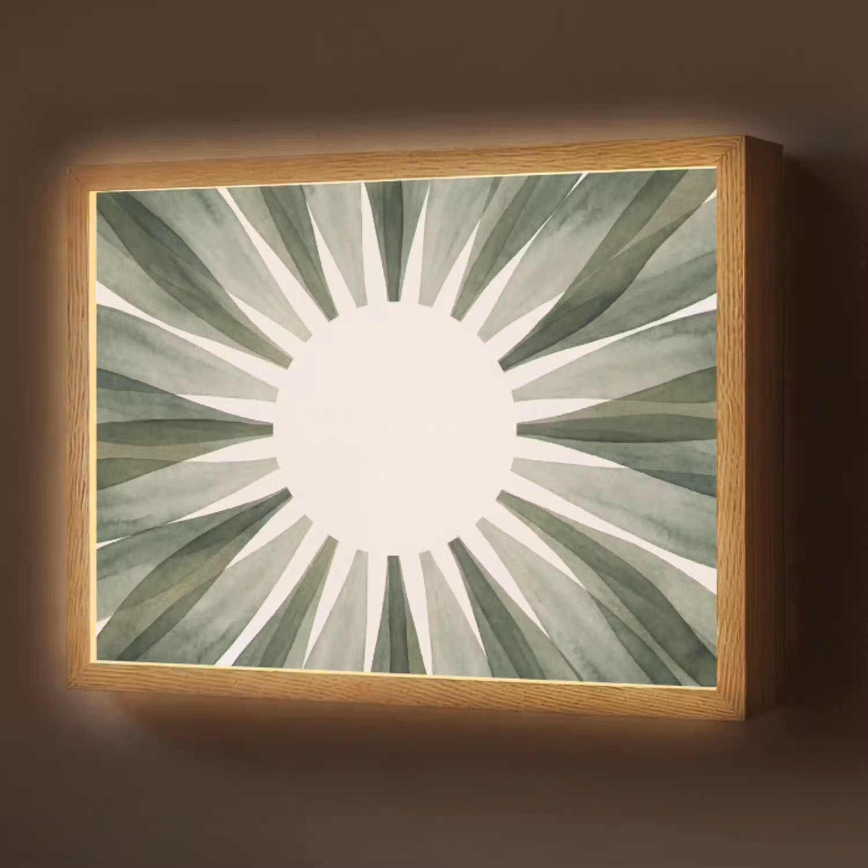 Planten - Abstract - Waterverf - Groen - Natuur Light Box met batterij (Wandlamp) middel -z3d_website
