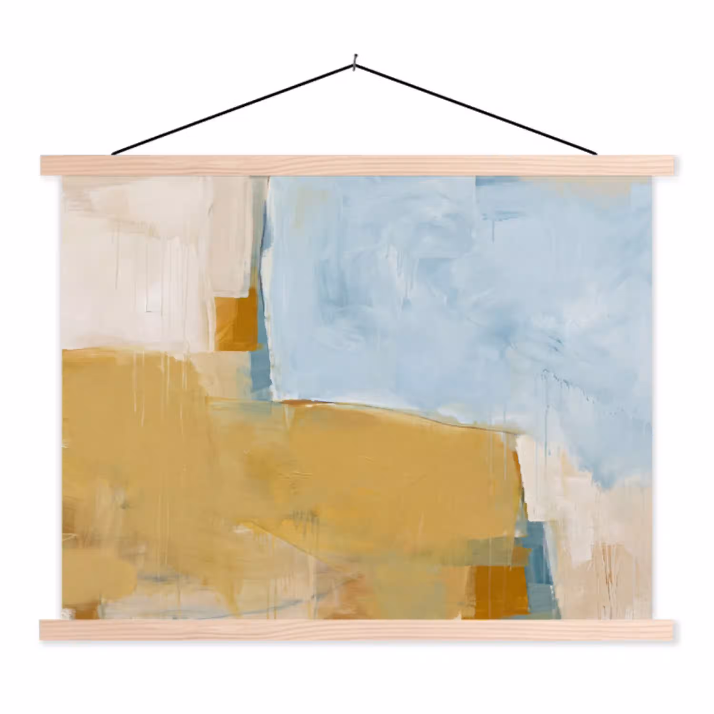 Abstract - Kleuren - Kunst - Modern - Blauw textielposter latten blank klein -3d