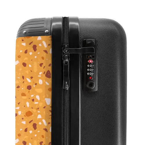 Terrazzo patroon veelkleurig geel NBS - Handbagage koffer - Kinderen Unisex middel -slot