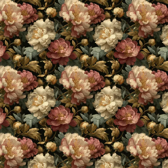 Behang - Bloemen - Barok - Patroon - Roze - Crème