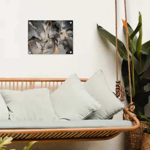 Grijs - Luxe  - Goud - Marmer tuinposter los doek klein -sfeer7