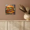 Burger - Eten - Kunst - Grijs - Graffiti aluminium wit klein -sfeer4