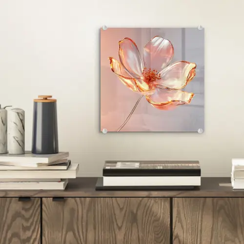 Glazen - Bloem - Roze plexiglas 5mm klein -sfeer1
