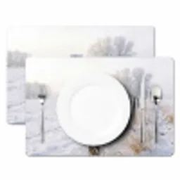 Hek - Sneeuw - Mist - Platteland - Nostalgisch Placemat vinyl groot -zzsfeer2_Kitchenyeah-website