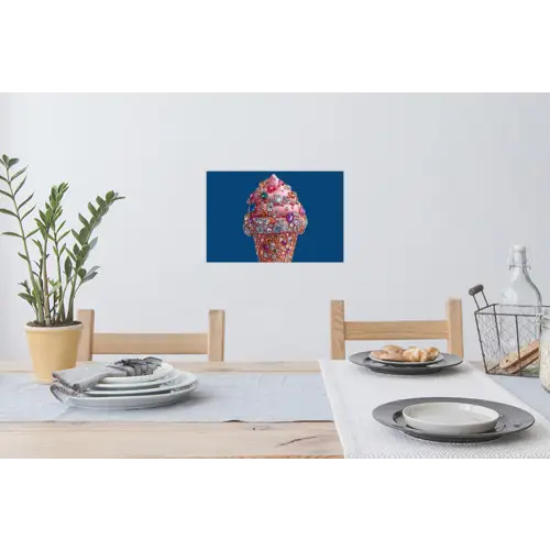 Ijsje - Hoorntje - Steentjes - Blauw Muursticker klein -eettafel