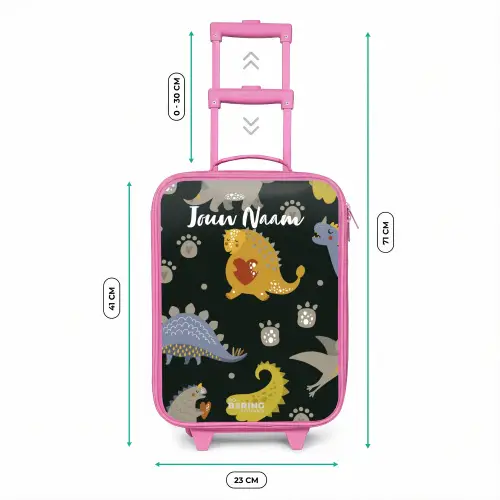 Liefdevolle dinosaurus Kinderkoffer - Roze klein -productfoto_formaten
