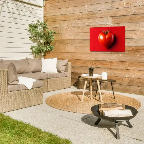 Tomaat - Rood - Hart Tuinposter op houten frame 2 cm dik klein -sfeer2
