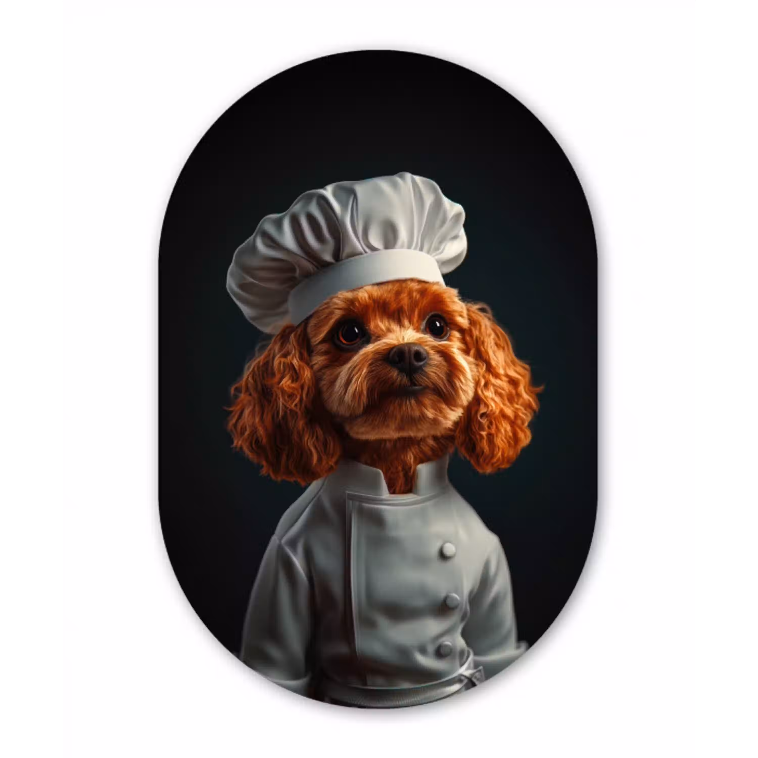 Bruin - Kok - Hondje Wandcirkel Ovaal Aluminium middel -3d