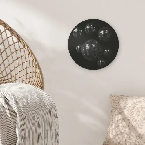 Discoballen - Minimalistisch - Zwart Akoestische PET Vilt - Rond klein -sfeer4