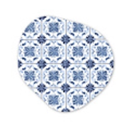 Patroon - Tegel - Blauw Wandcirkel Organisch Aluminium middel 851 -3d