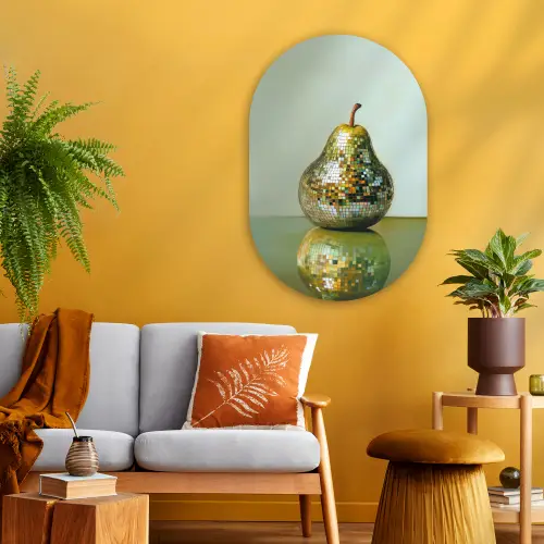 Fruit - Disco - Art - Glitter Wandcirkel Ovaal Glas middel -sfeer4