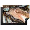 Marmerlook - Goud - Zwart - Glitter - Chic Inductie beschermer vinyl 3mm klein -3d