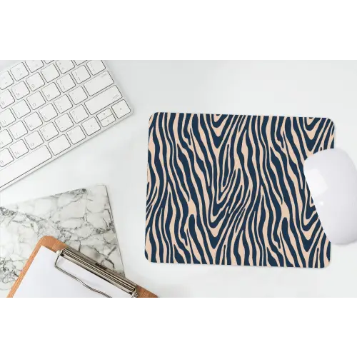 Zebra - Patroon - Blauw - Beige muismat rubber klein 262 -witbureau