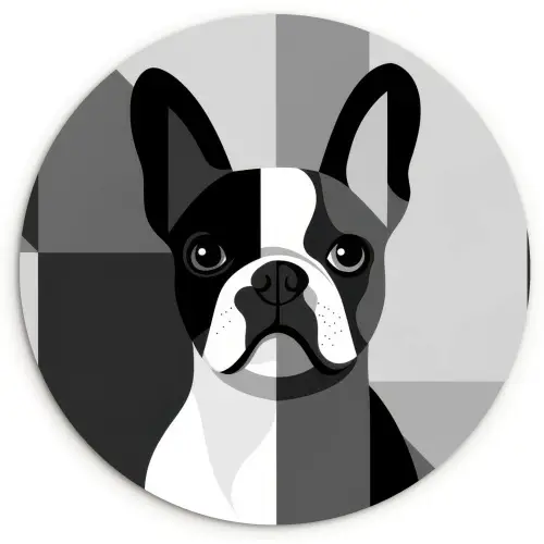 Buldog - Zwart - Abstract - Vlakken Wandcirkel kunststof plaat 5mm dik klein -3d