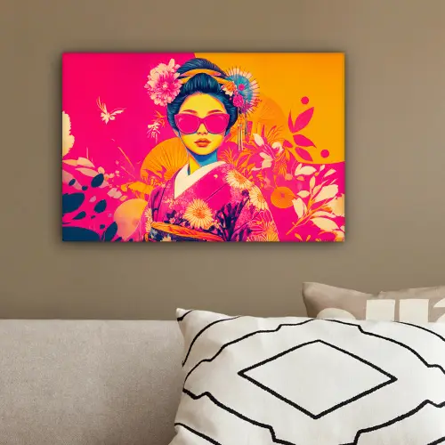 Vrouw - Zonnebril - Abstract - Oranje canvas 2cm klein -sfeer3