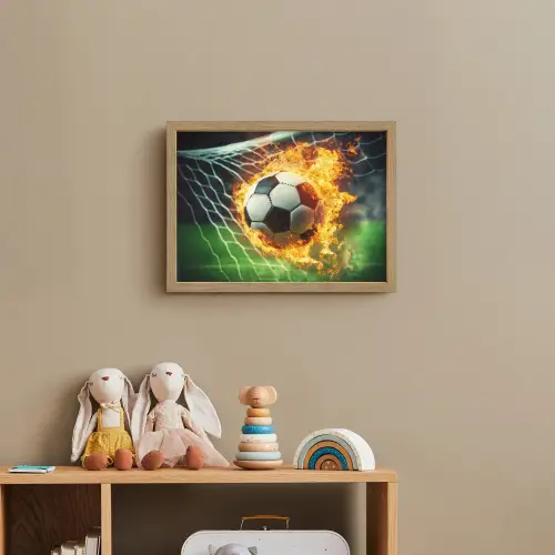 Voetbal - Goal - Doelnet - Vuur Light Box met batterij (Wandlamp kind) middel -sfeer2_kind
