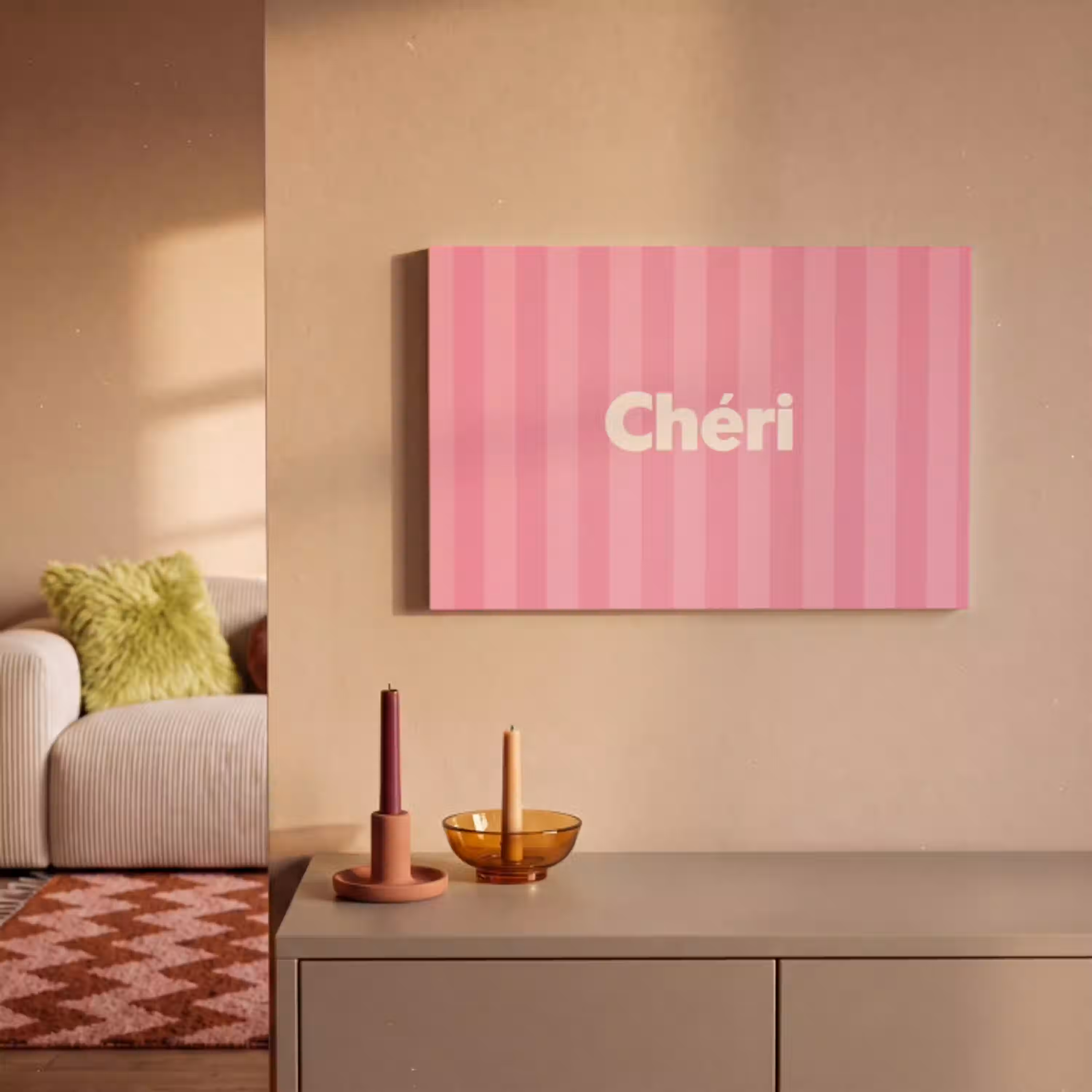 Gestreept - Roze - Chéri canvas 2cm klein -sfeer1