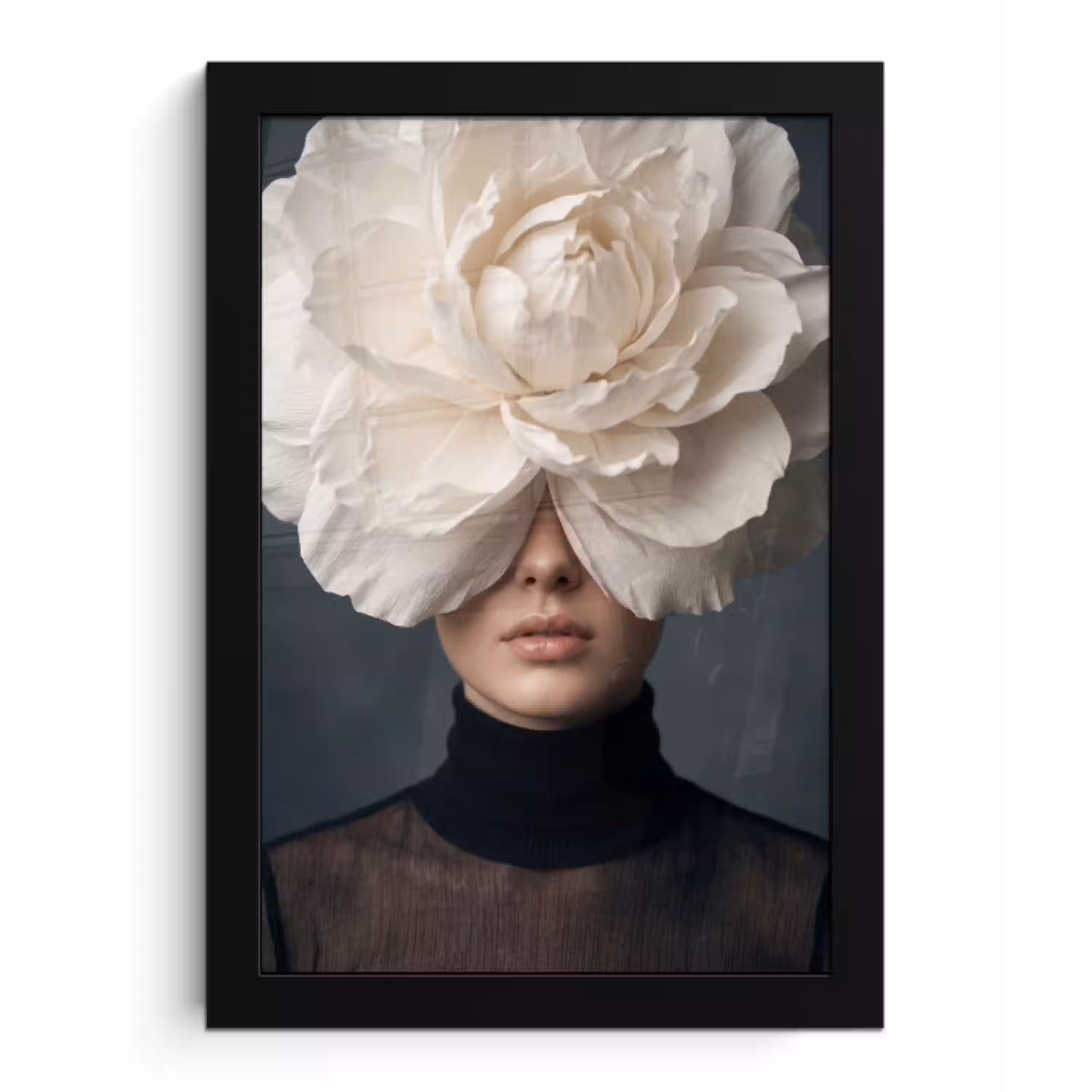 Portret - Mysterieus - Wit fotolijst zwart zonder passe partout klein -3d