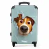 Bruine hond door gescheurd blauw plastic NBS - Medium koffer - Kinderen Unisex middel -productfoto_recht