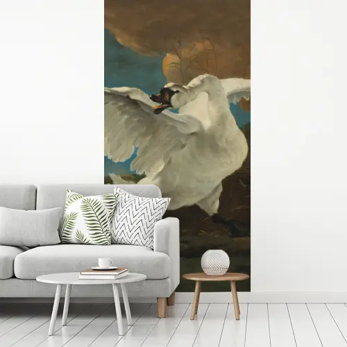 De bedreigde zwaan - Schilderij van Jan Asselijn fotobehang vinyl groot -woonkamer