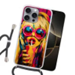 Zonnebril - Roze - Vrouw - Rietje Hoesje iPhone 16 Pro Max met koord klein -sfeer1