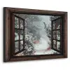 Bos - Winter - Bomen - Natuur - Pad - Doorkijk Textielframe zwart klein -3d