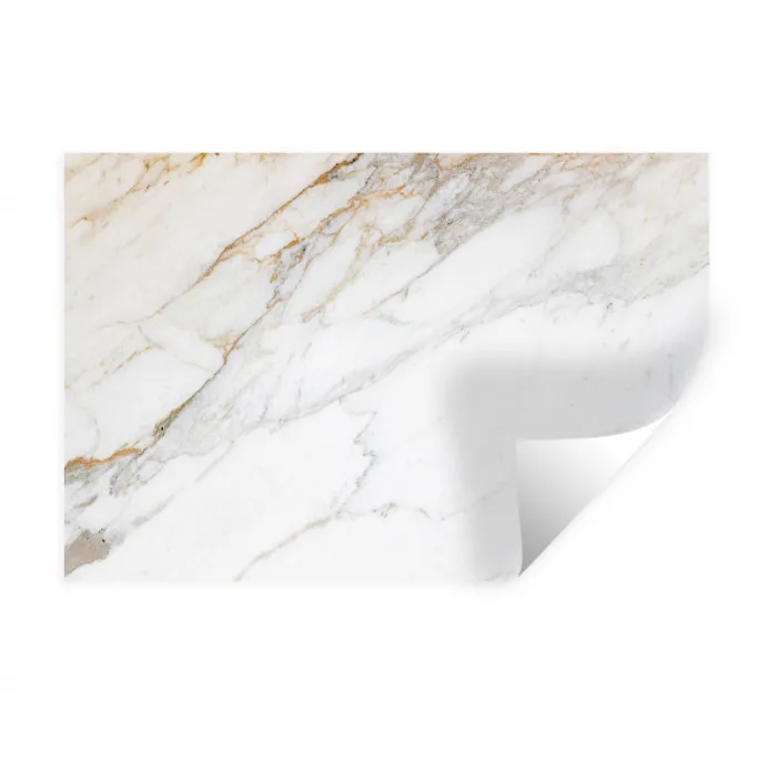 Marmer - Steen - Wit - Goud - Marmerlook - Steen - Luxe Muursticker klein -3d