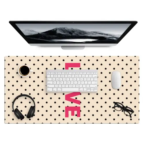 Love - Stippen - Roze Muismat XXL klein -3d