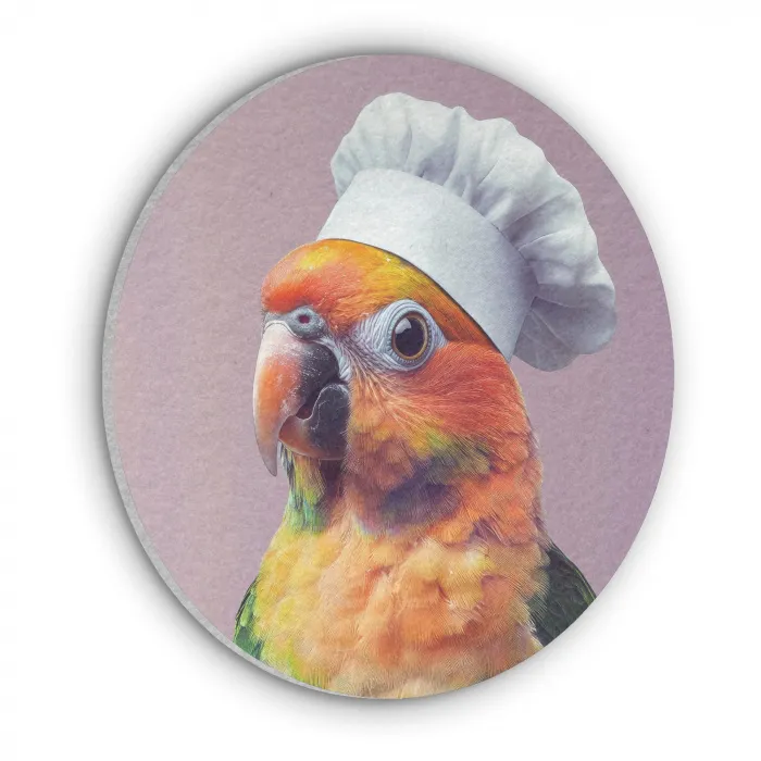 Papegaai - Koksmuts - Nieuwsgierig - Vogel Akoestische PET Vilt - Rond klein -3d