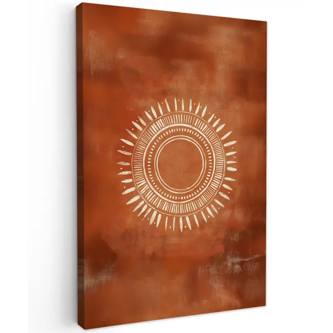 Abstract - Lijnen - Zonnestralen - Roodbruin Tuinposter op houten frame 2 cm dik klein -3d