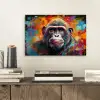 Aap - Gorilla - Graffiti - Dieren - Kleuren aluminium wit klein -sfeer1