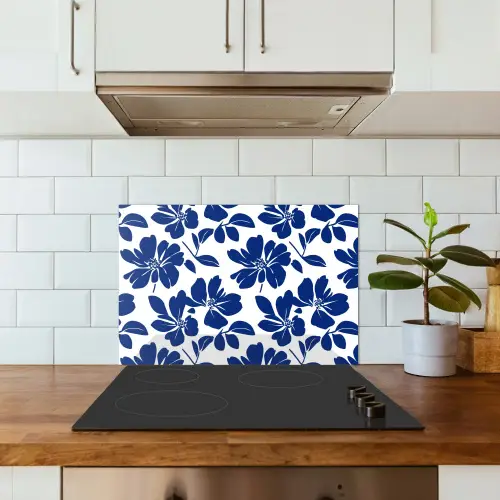 Floraal - Modern - Blauw keuken achterwand spatscherm klein 900 -sfeer2
