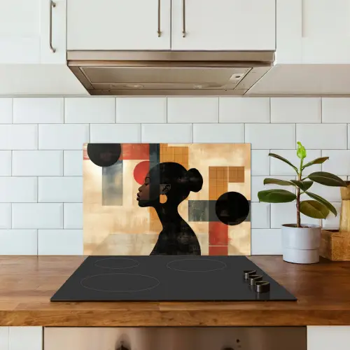 Zijaanzicht - Vrouw - Vormen keuken achterwand spatscherm klein -sfeer2