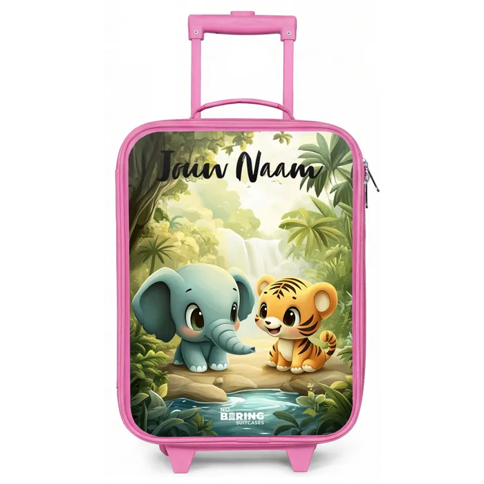 Olifant - Tijger - Bos - Jungle Kinderkoffer - Roze klein -zz3dotto