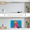 Bloemenkrans - Hagedis - Kimono - Paars keuken achterwand spatscherm klein -voor_na_NL